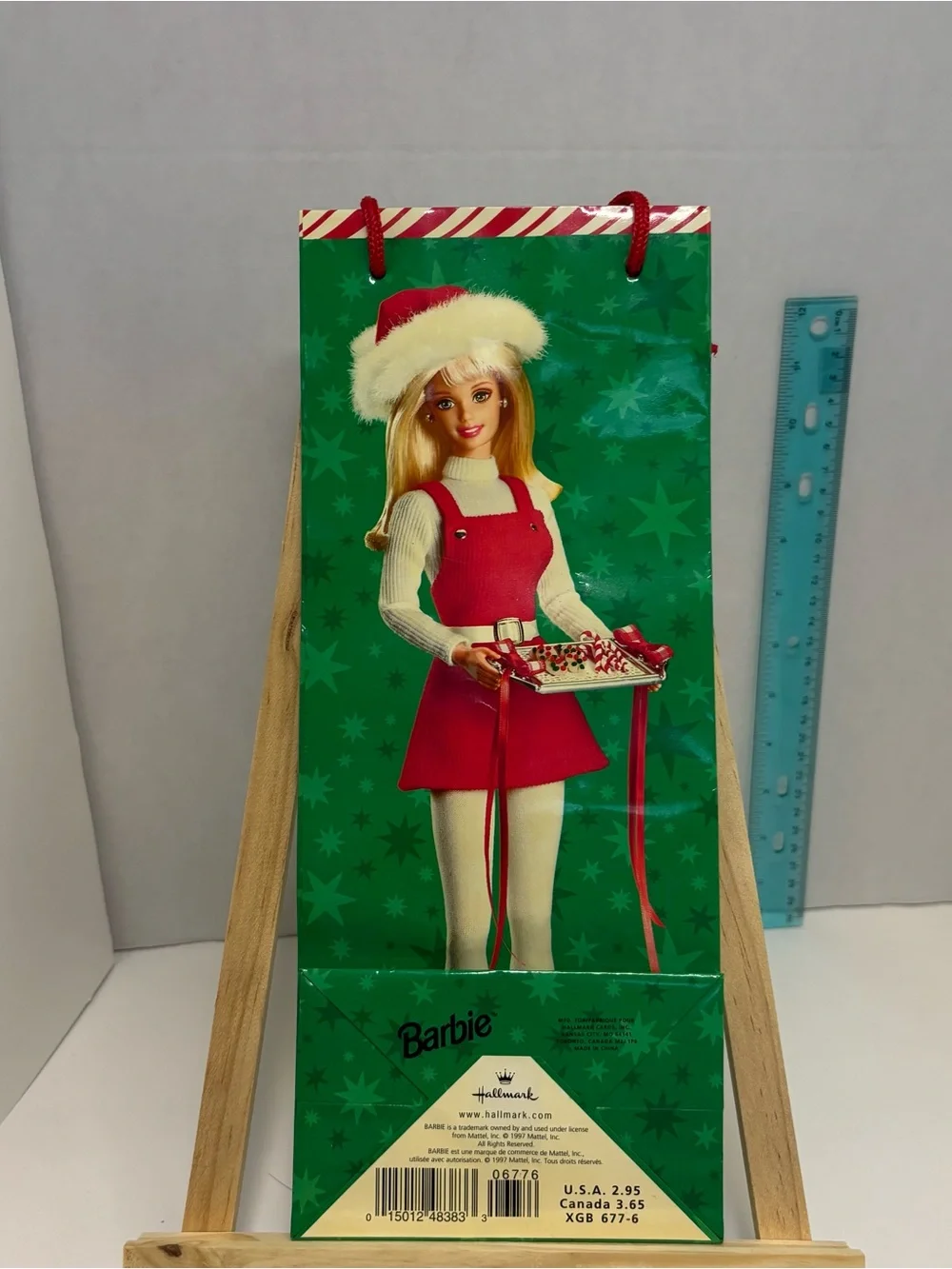 Set of 2 Vintage 1997 Barbie Hallmark Holiday Gift Bags Collectible
